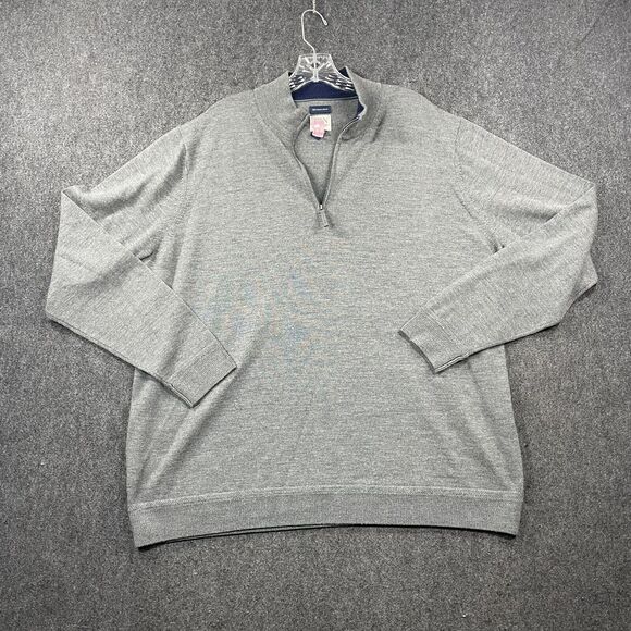 John Nordstrom Sweater Mens 2XL Gray 100% Merino Wool ¼ Zip Pullover - Picture 1 of 7